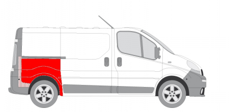 Aripa spate dreapta 1/2 lungime; model scurt, lungime 95mm NISSAN PRIMASTAR; OPEL VIVARO A; RENAULT TRAFIC II dupa 2001 [1]
