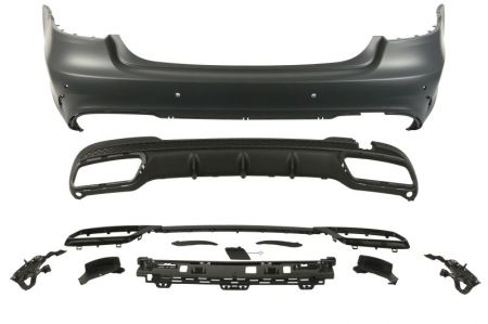Bara - Bara (Spate, AMG STYLING, cu intarire; cu paranteze de montaj; cu valabilitate, cu gauri pentru senzorii de parcare, pentru vopsire) potrivit MERCEDES E T-MODEL (S212) Sedan 02.13-05.16