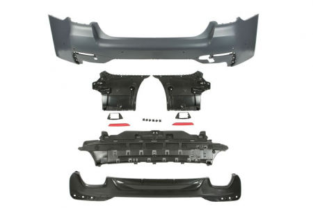 Bara - Bara spate cu grile,model pachet M, complet; cu armatura, cu gauri senzori parcare grunduita potrivit BMW Seria 5 G30, G31, G38, F90 dupa 2020