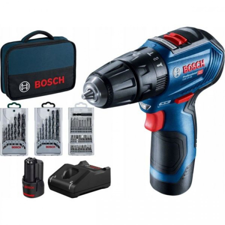 Echipamente - Burghiu electric cu acumulator, tip: pistol, set GSR 12V-30 1,5-10mm, voltaj: 12V, torsiune maxima: 30Nm, numar baterii: 2 2 Ah Li-Ion, kit contains: drill bits, screwdriver