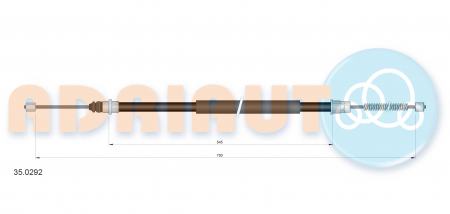 Cablu frana mana Spate Dreapta (750mm/545mm) potrivit PEUGEOT 406 1.6-3.0 11.95-12.04 [1]