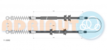 Cablu frana mana Spate Dreapta/Stanga (2840mm/1160mm/1155mm) potrivit FIAT DUNA, FIORINO, FIORINO/MINIVAN, UNO; INNOCENTI ELBA 0.9-1.7D 01.83-06.06 [1]