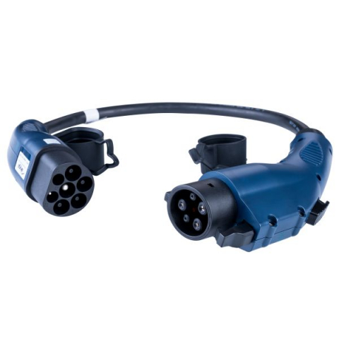 Statii cabluri electrice - Cablu incarcator drept Akyga, numar faze: 1, tip priză: 1, 0,5m, 7,4kW, 32A, 6mm², negru/albastru potrivit CADILLAC LYRIQ; CHEVROLET BOLT, SPARK, VOLT; CHRYSLER PACIFICA 1ET25-ZD 04.09-