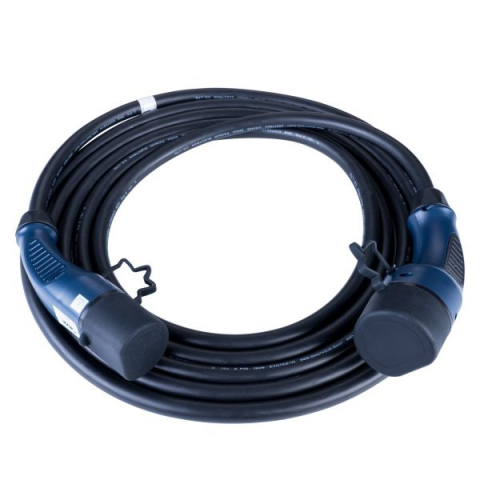 Statii cabluri electrice - Cablu incarcator drept Akyga, numar faze: 1, tip priză: 2, 6m, 7,4kW, 32A, 6mm², negru/albastru (cu capac; cu dopuri de protectie) potrivit DS DS 3 / DS 3, DS 4 II, DS 7, DS 9 139.580-ZYA 10.83-