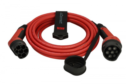 Electrice - Cablu incarcator drept, numar faze: 3, tip priză: 2, 7,5m, 11kW, 20A, negru/rosu potrivit DS DS 3 / DS 3, DS 4 II, DS 7, DS 9; IVECO DAILY V, DAILY VI, E-WAY; MAN TGE 11117165-ZYA 10.83-