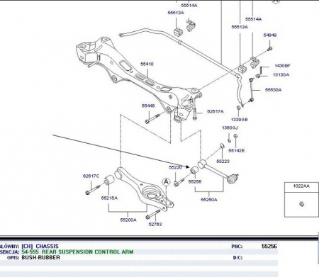 Camasa lagar trapez spate Dreapta/Stanga (inferior din spate) potrivit HYUNDAI I30; KIA CEE'D 1.4-2.0D 12.06-12.12 [1]