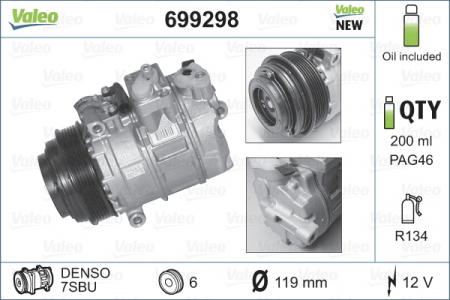 Piese Auto - Compresor AC clima Mercedes Clasa C T-MODEL (S202), C (W202), CLK (A208), CLK (C208), E T-MODEL (S210), E (W210), G (W460), G (W463), M (W163), S (C140), S (W140), SLK (R170) 1.8-5.4 intre 1979-2006