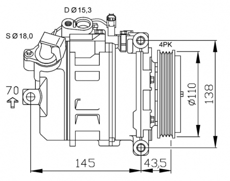 Compresor clima AC - Compresor aer conditionat AC potrivit BMW Seria 7 (E65, E66, E67) 3.6-6.0 07.01-08.08