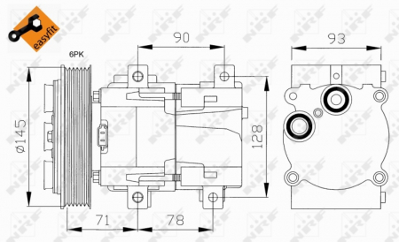 Compresor clima AC - Compresor aer conditionat AC potrivit FORD FIESTA IV, FIESTA/MINIVAN, FOCUS I, KA, PUMA; MAZDA 121 III 1.25-2.0 08.95-11.08