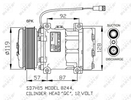 Compresor clima AC - Compresor aer conditionat AC potrivit MASSEY FERGUSON potrivit MASSEY FERGUSON 5445, 5450, 5608, 5609, 5610, 5611, 5612, 5613, 6612, 6613, 6614, 6615, 6616, 7614, 7615, 7616, 7618, 7619, 7620, 7622, 7