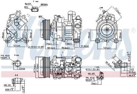 Compresor clima AC - Compresor climatizare aer conditionat potrivit BMW Seria 1 (F20), 1 (F21), 3 (E90), 3 (E91), 3 (E92), 3 (E93), 3 (F30, F80), 3 (F31), 3 GRAN TURISMO (F34), 4 (F32, F82), 4 (F33, F83), 4 GRAN COUPE (F3