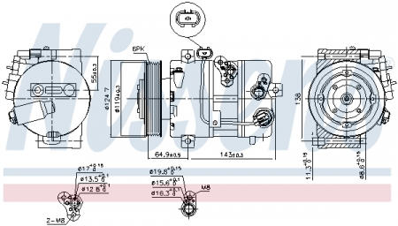 Compresor clima AC - Compresor climatizare aer conditionat potrivit KIA SORENTO II, SORENTO III, SORENTO II/SUV 2.0D/2.2D 11.09-