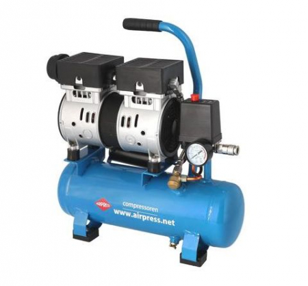 Compresoare pneumatice - Compresor cu piston AIRPRESS serie Blue, 0,46 kW 230V 8 bar, eficienta: 105l/min., rezervor: 6L, numar cilindri: 2buc (liber de ulei)