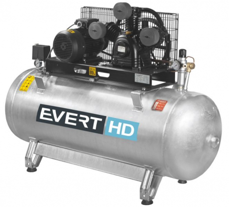 Compresoare pneumatice - Compresor cu piston Evert, Rezervor 270l, Debit 700l/min, Presiune max. 10bar, Putere 4kW, Alimentare 400V, HEAVY DUTY Rezervor galvanizat