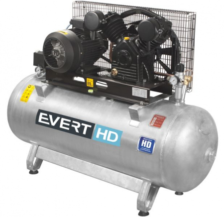 Compresoare pneumatice - Compresor cu piston Evert, Rezervor 270l, Debit 900l/min, Presiune max. 10bar, Putere 5,5kW, Alimentare 400V, HEAVY DUTY Rezervor galvanizat