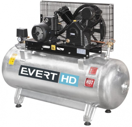 Compresoare pneumatice - Compresor cu piston EVERT serie HD, 4 kW 400V 15 bar, eficienta: 580l/min., rezervor: 270L, numar cilindri: 2buc (reyervor galvanizat)