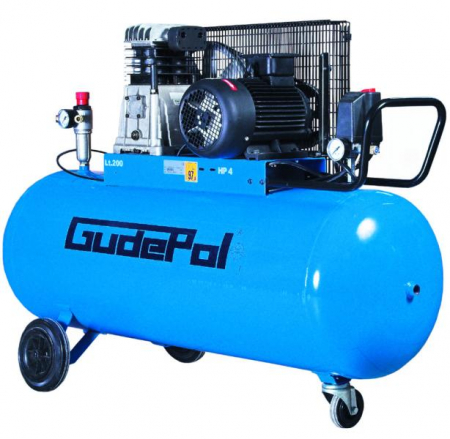 Compresoare pneumatice - Compresor cu piston GUDEPOL, 3 kW 400V 10 bar, eficienta: 476l/min., rezervor: 200L, numar cilindri: 2buc