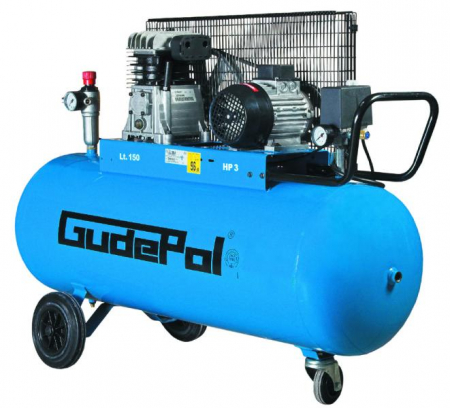 Compresoare pneumatice - Compresor cu piston GUDEPOL serie Blue, 2,2 kW 400V 10 bar, eficienta: 350l/min., rezervor: 150L, numar cilindri: 2buc