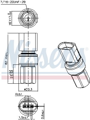Elemente sistem climatizare - Comutator presiune aer conditionat potrivit AUDI A1, A3, Q3, Q7, TT; PORSCHE 911, BOXSTER, CAYMAN; SEAT ALHAMBRA, ALTEA, ALTEA XL, AROSA, CORDOBA, CORDOBA VARIO, IBIZA II 1.0-Electric 11.95-