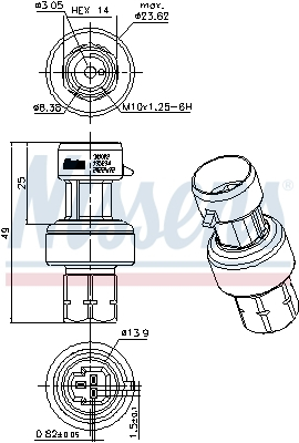 Elemente sistem climatizare - Comutator presiune aer conditionat potrivit DACIA DUSTER, LOGAN, LOGAN MCV, SANDERO; NISSAN QASHQAI I; RENAULT AVANTIME, CLIO II, CLIO III, CLIO IV, ESPACE IV, GRAND SCENIC II 1.0-3.5 01.96-