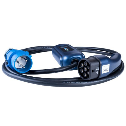 Dispozitiv incarcare masina electrica EVSE mobile charger Akyga AK-EC-14 LCD, numar faze: 1, 7,4kW, culoare: negru/albastru, cablu tip 2 (cu capac; cu reglare de putere; cu cronometru)  [1]