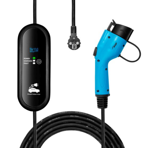 Electrice - Dispozitiv incarcare masina electrica EVSE mobile charger Akyga, numar faze: 1, 3,7kW, culoare: negru/albastru, cablu tip 1 (cu capac; cu reglarea puterii)
