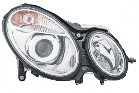 Piese Auto - Far dreapta 2*H7, electric, cu motoras, semnalizator culoare alb MERCEDES Clasa E W211 intre 2002-2006