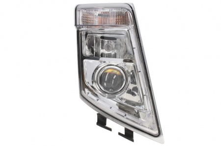 Piese Auto - Far dreapta (2*H7/LED/PY21W, reglaj manual, cu becuri, insertii crom, Semnalizator transparent) VOLVO FH, FH 16, FH II, FM dupa 2005