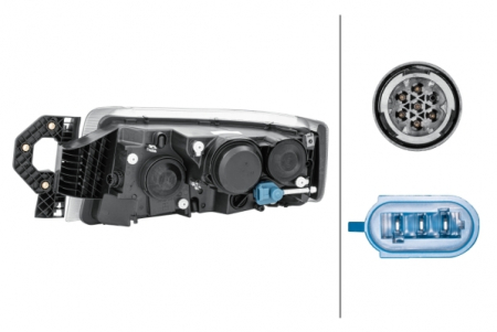 Far dreapta (H1/H3/H7, reglaj electric cu halogen de ceata, cu motoras, negru, Semnalizator transparent) RENAULT RVI PREMIUM 2 dupa 2005 [1]