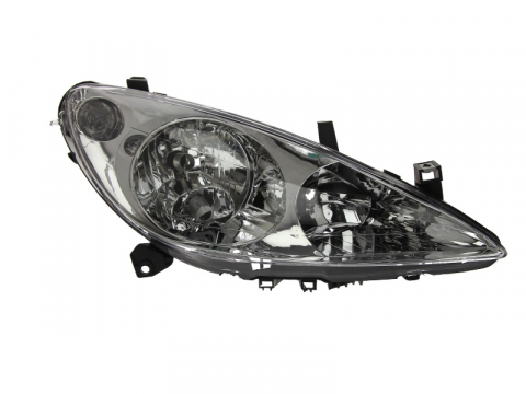 Piese Auto - Far dreapta (H1/H7, reglaj electric, cu motoras, fundal negru/insertii crom) PEUGEOT 307 2000-2007