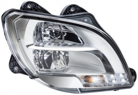 Piese Auto - Far dreapta (H1/LED/PY21W, manual, insertii crom, Semnalizator transparent) DAF CF, XF dupa 2012
