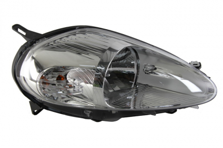 Piese Auto - Far dreapta (H4, electric, cu motoras, fundal argintiu) FIAT GRANDE PUNTO, PUNTO 2005-2008