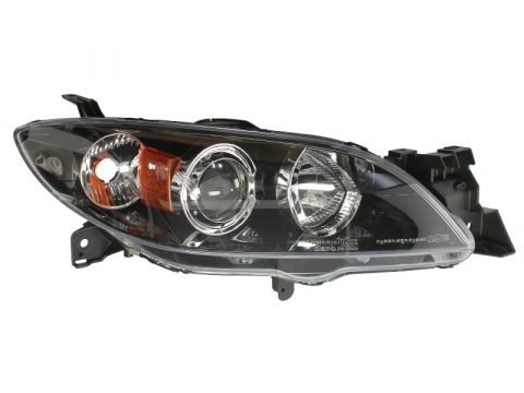 Piese Auto - Far dreapta (H7/HB3, electric, fundal cromat, fundal transparent) MAZDA 3 2003-2006