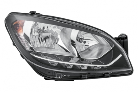 Piese Auto - Far dreapta (H7/LED, reglaj electric cu motoras, fundal cromat) SKODA CITIGO 2011-2016