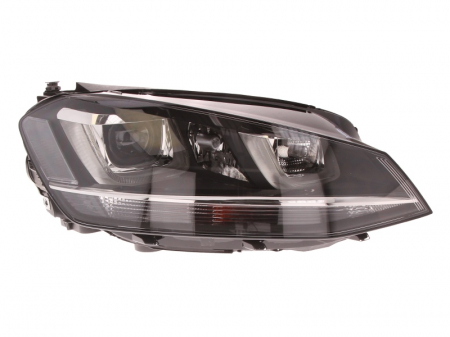 Piese Auto - Far dreapta (H7, reglaj electric, cu motoras, fundal negru) VW GOLF ALLTRACK VII, GOLF VII