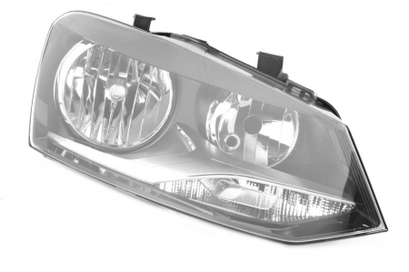 Piese Auto - Far dreapta (H7, reglaj electric, fundal negru/insertii crom) VW POLO
