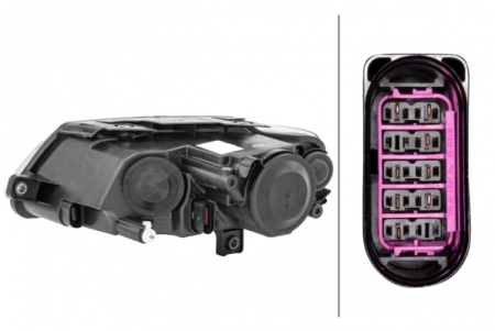 Far dreapta (H7/W5W, electric, cu motoras, fundal negru/insertii crom, fundal transparent) VW PASSAT -10.11 [1]