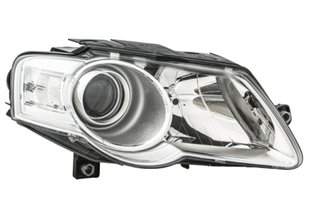 Piese Auto - Far dreapta (H7/W5W, electric, cu motoras, fundal negru/insertii crom, fundal transparent) VW PASSAT -10.11