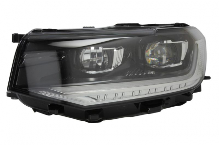 Piese Auto - Far fata Stanga (LED, electric, cu motor, culoare insertie: negru, culoare semnalizator: portocaliu) potrivit VW T-CROSS 11.18-
