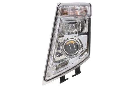 Piese Auto - Far stanga (2*H7/LED/PY21W, reglaj manual, cu becuri, insertii crom, Semnalizator transparent) VOLVO FH, FH 16, FH II, FM dupa 2005