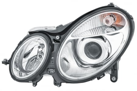 Piese Auto - Far stanga (2*H7, reglaj electric, cu motoras, fundal alb) MERCEDES Clasa E 2002-2006