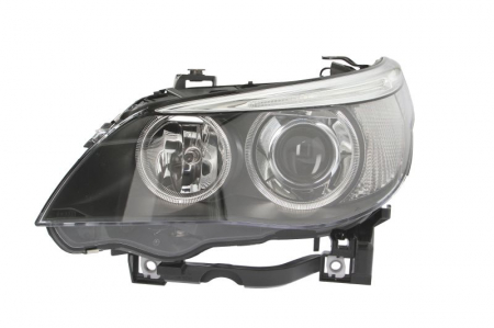 Piese Auto - Far stanga (D2S/H7, reglaj electric, cu motoras, bixenon, fundal negru, fundal transparent) BMW Seria 5 2003-2007