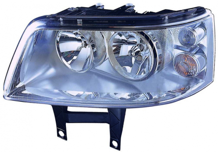 Piese Auto - Far stanga (H1/H7, reglaj electric, cu motoras, fundal cromat) VW TRANSPORTER 2003-2009