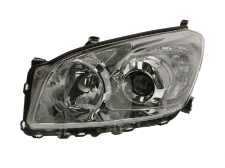 Piese Auto - Far stanga (H11/HB3, electric, cu motoras, fundal cromat, fundal transparent) TOYOTA RAV 4 2005-2009