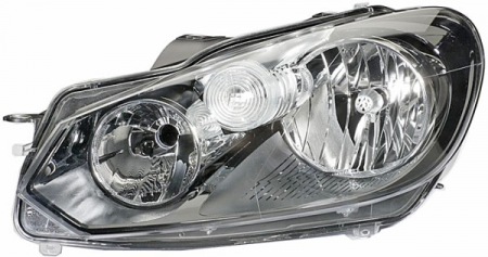 Piese Auto - Far stanga (H15/H7, reglaj electric, cu motoras, fundal cromat) VW GOLF VI dupa 2008