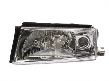 Piese Auto - Far stanga (H3/H4, electric, cu motoras, fundal cromat) SKODA OCTAVIA I
