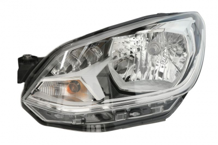 Piese Auto - Far stanga (H4, cu motoras, fundal negru, fundal transparent) VW LOAD UP, UP dupa 2016
