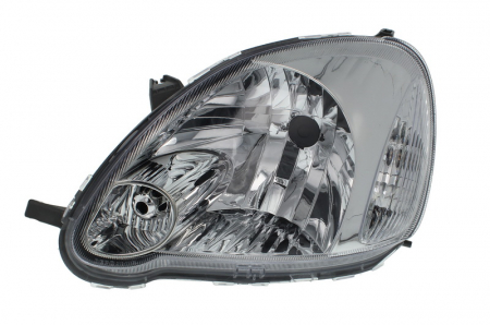Piese Auto - Far stanga (H4, electric, cu motoras, fundal cromat, fundal transparent) TOYOTA YARIS 1999-2005