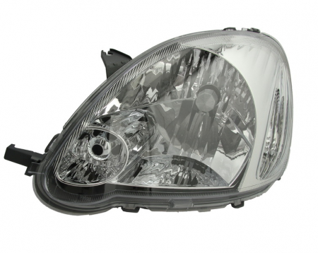 Piese Auto - Far stanga (H4, electric, cu motoras, fundal negru) TOYOTA YARIS