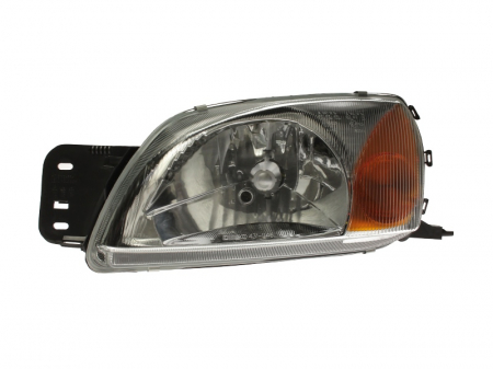 Iluminat auto - Far stanga (H4/P21W, reglaj electric, cu motoras, fundal cromat, fundal galben) FORD FIESTA MAZDA 121 1995-1999